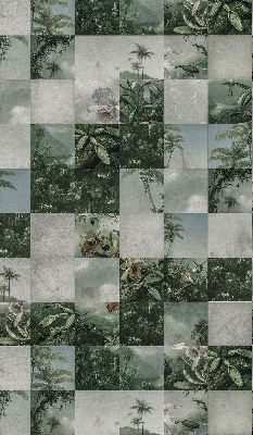 Fabric roller blind for window Tiled palm trees