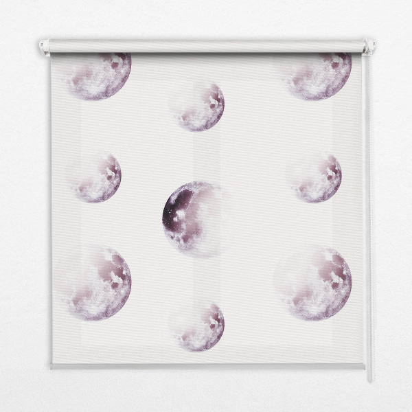Blackout roller blind for window Gray planets
