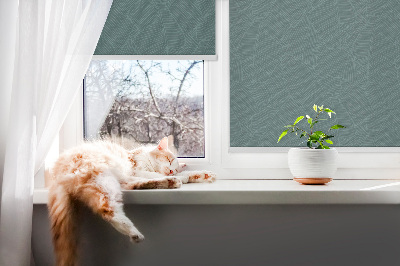 Blackout roller blind for window Green palm leaves