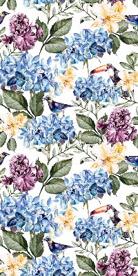 Blackout roller blind for window Toucans and flowers