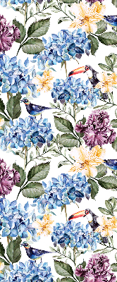Blackout roller blind for window Toucans and flowers
