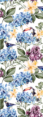 Blackout roller blind for window Toucans and flowers