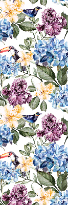 Blackout roller blind for window Toucans and flowers