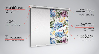 Blackout roller blind for window Toucans and flowers