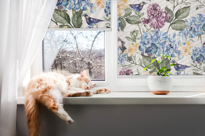 Blackout roller blind for window Toucans and flowers