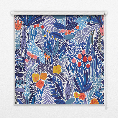 Fabric roller blind for window Colorful plants