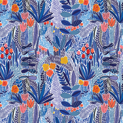 Fabric roller blind for window Colorful plants