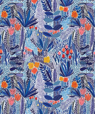 Fabric roller blind for window Colorful plants