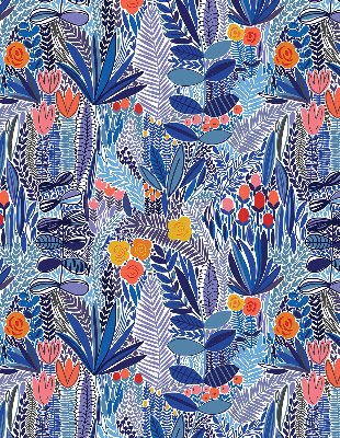 Fabric roller blind for window Colorful plants