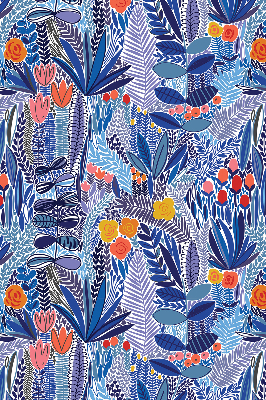 Fabric roller blind for window Colorful plants