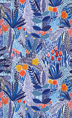 Fabric roller blind for window Colorful plants