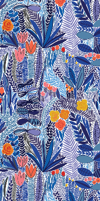 Fabric roller blind for window Colorful plants