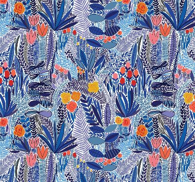 Fabric roller blind for window Colorful plants