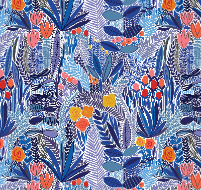 Fabric roller blind for window Colorful plants
