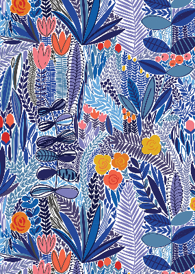 Fabric roller blind for window Colorful plants