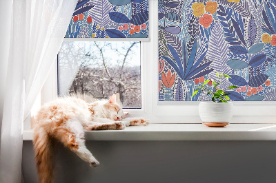 Fabric roller blind for window Colorful plants