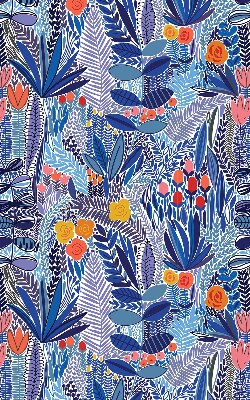Fabric roller blind for window Colorful plants