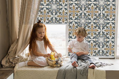 Blackout roller blind Moroccan tile
