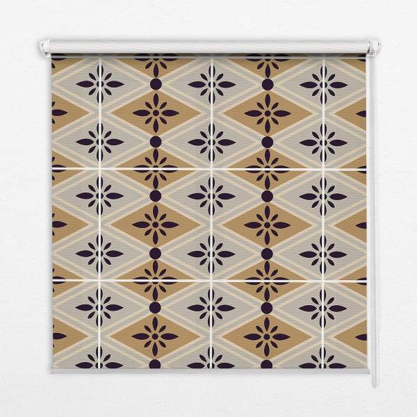 Fabric roller blind for window Flower in a rhombus
