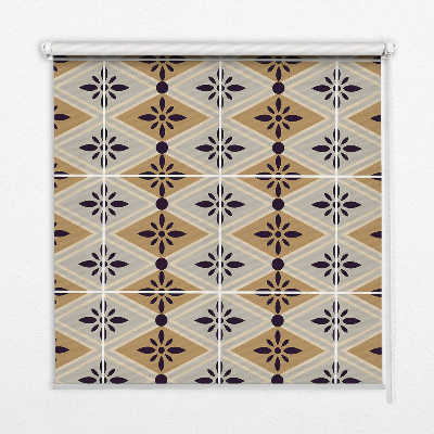 Fabric roller blind for window Flower in a rhombus