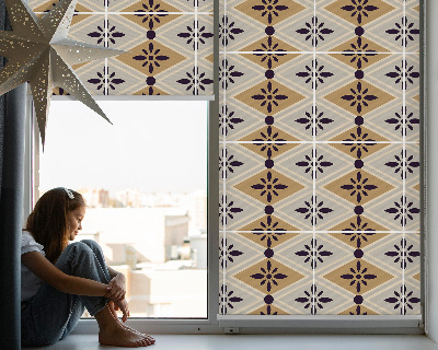 Fabric roller blind for window Flower in a rhombus