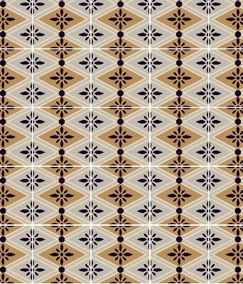 Fabric roller blind for window Flower in a rhombus