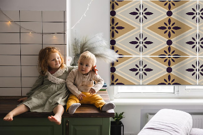 Fabric roller blind for window Flower in a rhombus