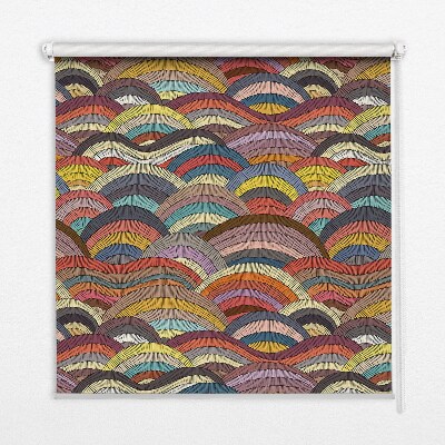 Fabric roller blind for window Waves and semicircles