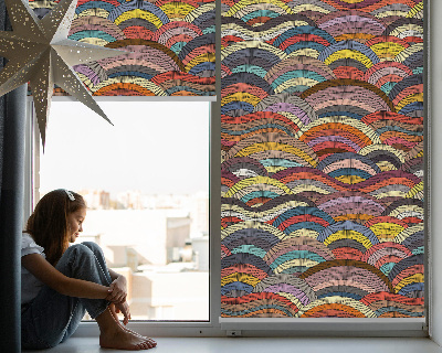 Fabric roller blind for window Waves and semicircles