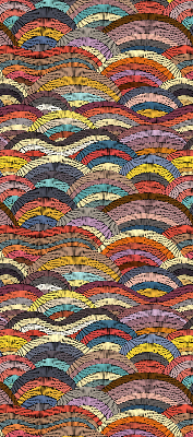 Fabric roller blind for window Waves and semicircles