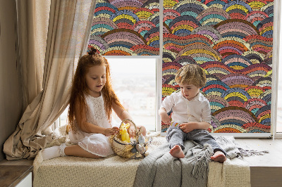 Fabric roller blind for window Waves and semicircles