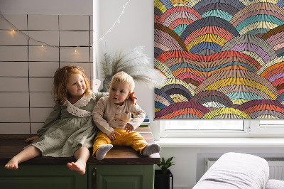 Fabric roller blind for window Waves and semicircles