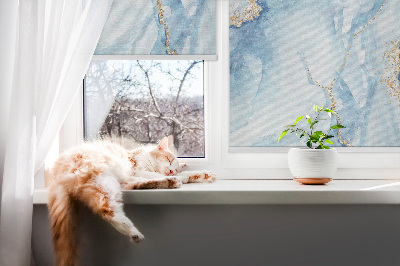 Blackout roller blind for window Blue marble