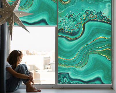 Fabric roller blind for window Green marble