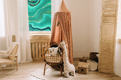 Fabric roller blind for window Green marble