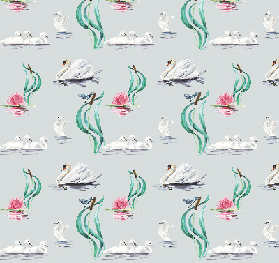 Blackout roller blind for window Swans and ducks