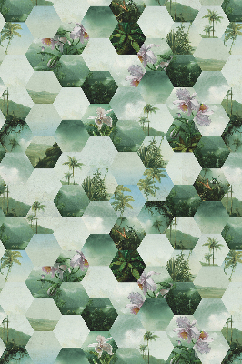 Fabric roller blind for window Green hexagons