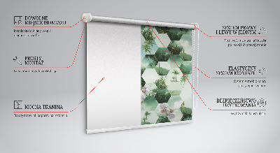 Fabric roller blind for window Green hexagons