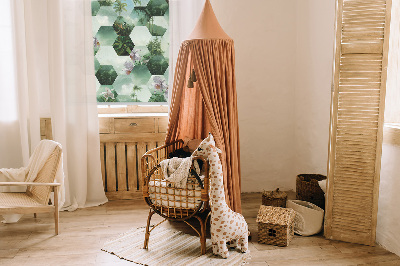 Fabric roller blind for window Green hexagons