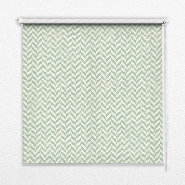 Fabric roller blind for window Green herringbone