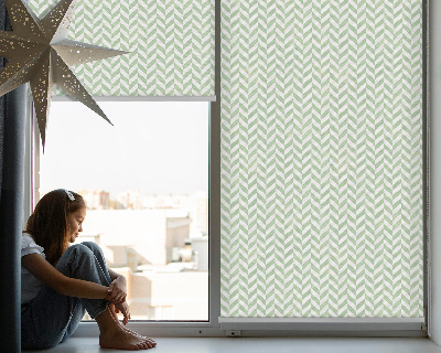 Fabric roller blind for window Green herringbone