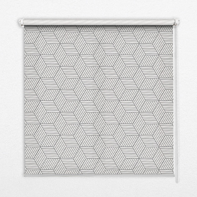 Fabric roller blind for window 3D striped squares