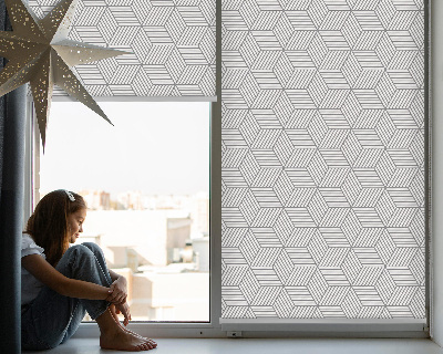 Fabric roller blind for window 3D striped squares