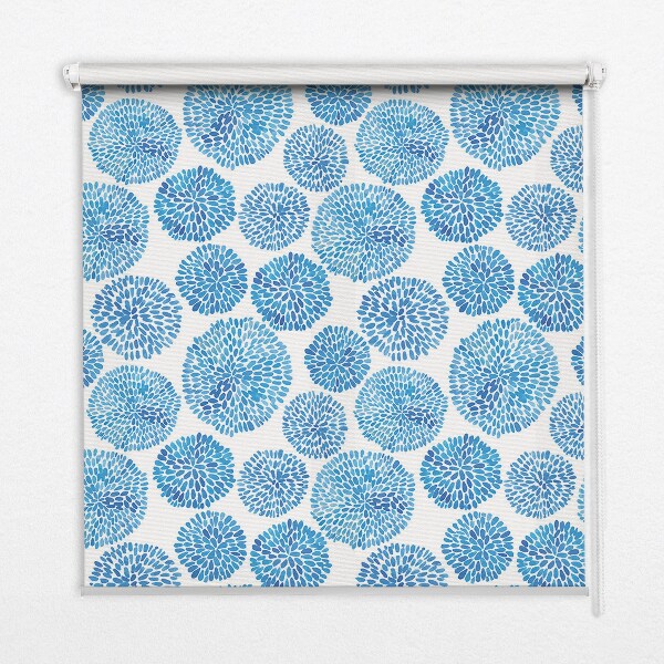 Blackout roller blind Blue petal circles