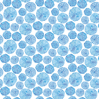 Blackout roller blind Blue petal circles