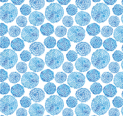 Blackout roller blind Blue petal circles