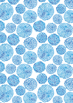Blackout roller blind Blue petal circles