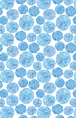 Blackout roller blind Blue petal circles