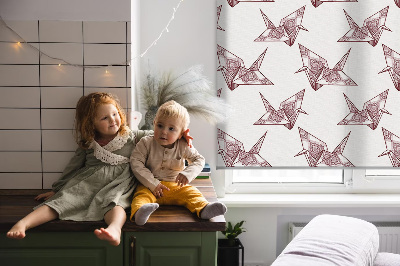 Blackout roller blind for window Origami swans
