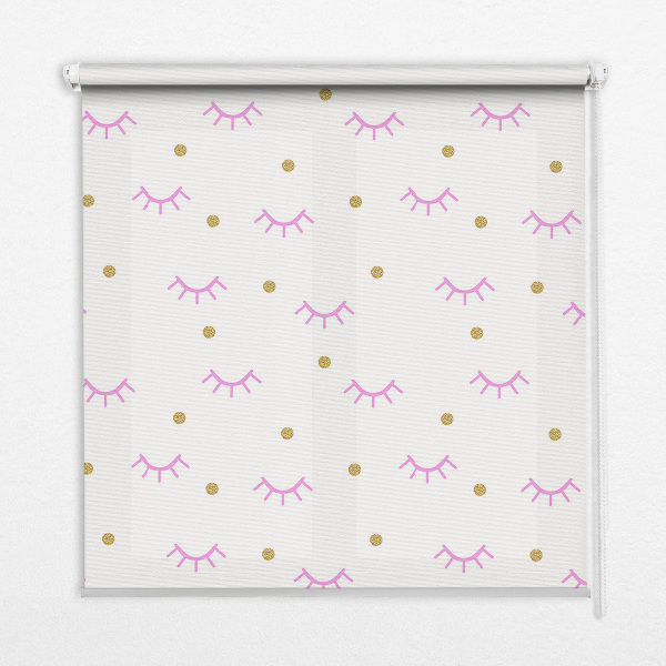 Blackout roller blind for window Drawn eyebrows and dots